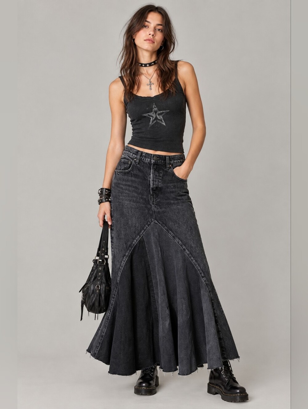 Moussy Vintage MV Vicksburg Black Denim Skirt Women's Size 2